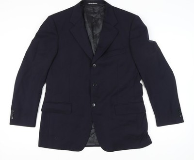 Sidi Herren Blau Wolle Blazer Jacke 42R Kerb Revers Klassisch Formell