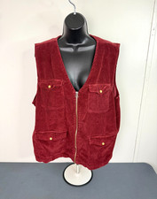 Vintage Capacity Corduroy Vest Full Zip Red P...