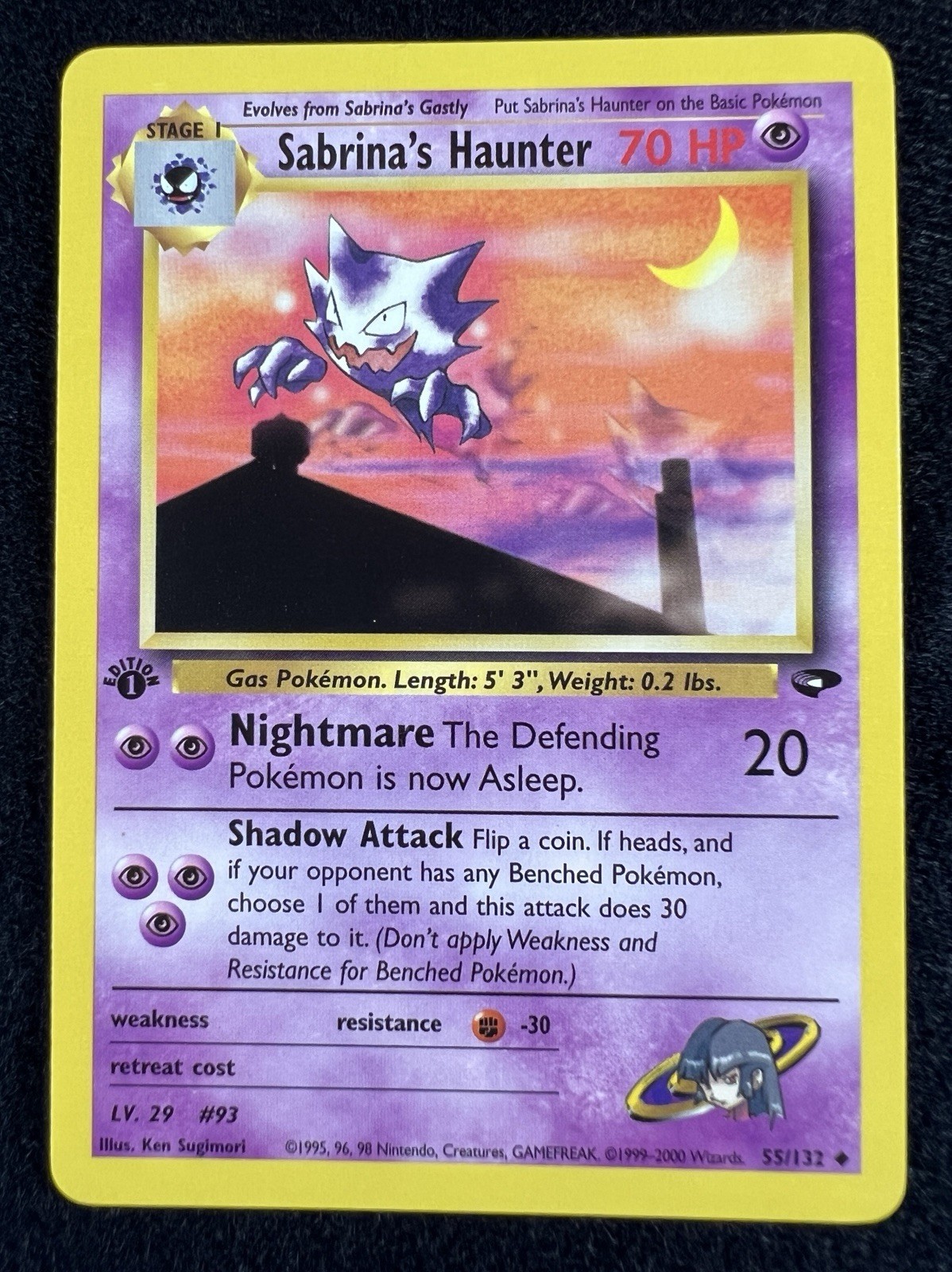 Sabrina’s Haunter 55/132 Gym Challenge 1st Edition Uncommon Pokemon Card - NM