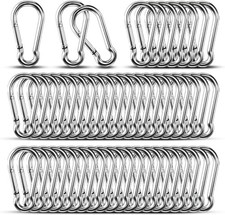 Small Carabiner Clip Hooks, 50pcs 1.57 inch Carabiners Heavy Duty, 304 Stainl...