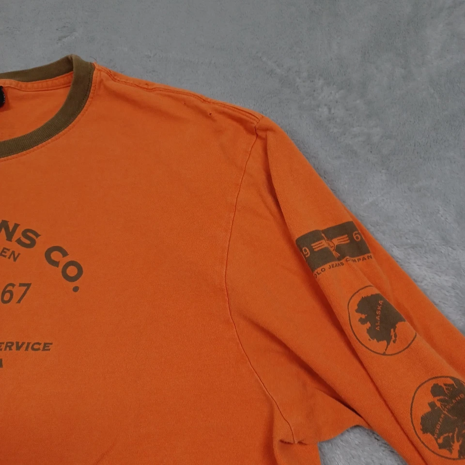 Camisa Ralph Lauren Para Hombres XXL Naranja Polo Jeans Co Alaska Manga Larga Y2K EE. UU. Foto 3 de 4