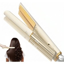 New Flat Iron Hair Straightener 20s Heat-Up 4 Temps LED Ionic White Gold