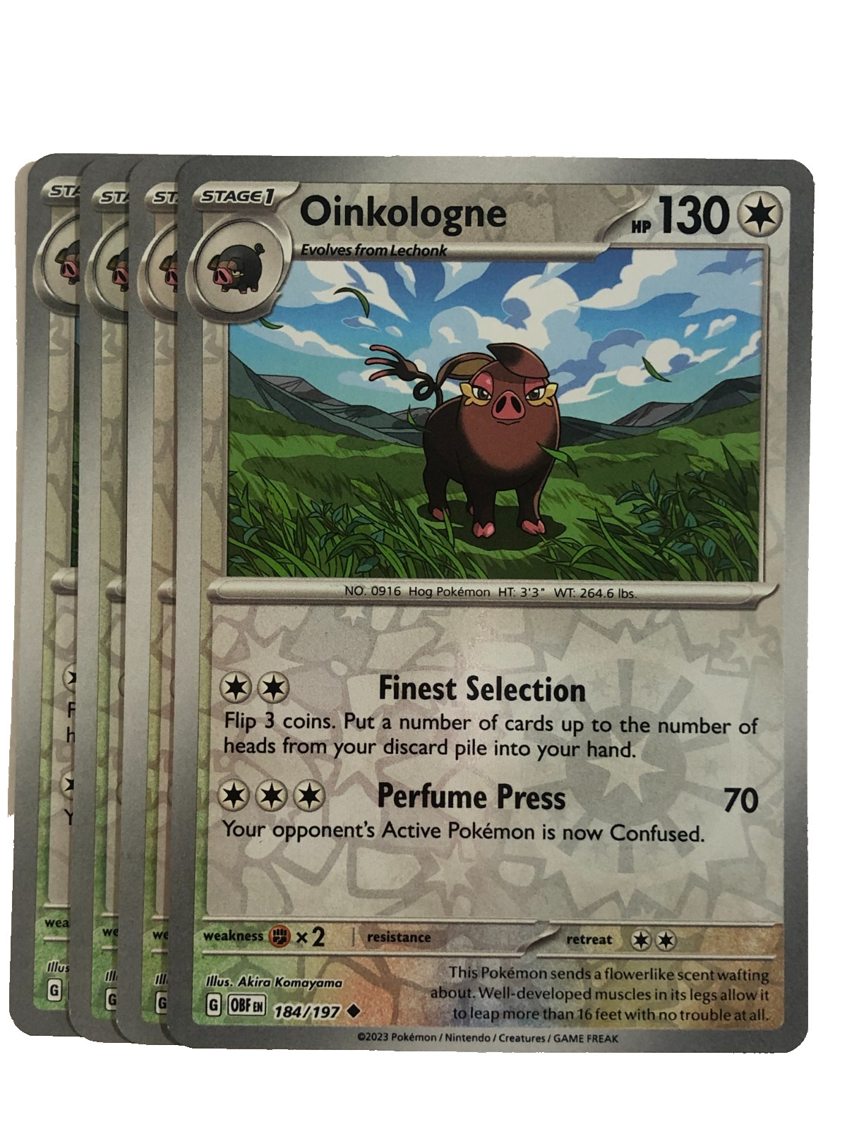 Pokemon TCG Obsidian Flames 4x Playset Reverse Holographic Oinkologne 184/197 NM