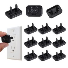 12 Pack Outlet Covers Proofing Safety Plug Covers for 2-Prong, Square Cute Black