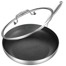 LOLYKITCH 12 Inch Hybrid Stainless Steel Non-Stick Sauté Pan,Induction Frying...