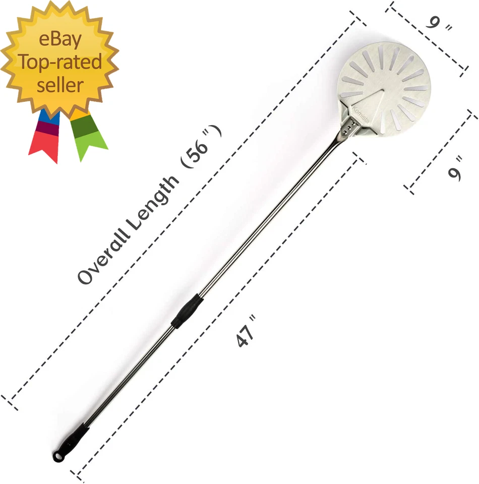 Cáscara de pizza giratoria para horno de ladrillos 9" acero inoxidable pequeña redonda perforada pizza Foto 3 de 4