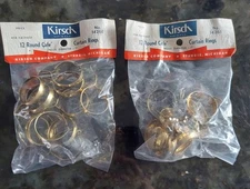 Vintage Kirsch 1" Brass Clip-On Cafe Curtain Rings No. 1426E  2pks= 24 Rings 