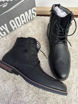 Stacy Adams Black Leather Wingtip Ankle Dress Boots Men