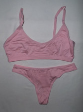 Womens XS/fit girls 10-12 bralette  thong panties set pastel pink nwot