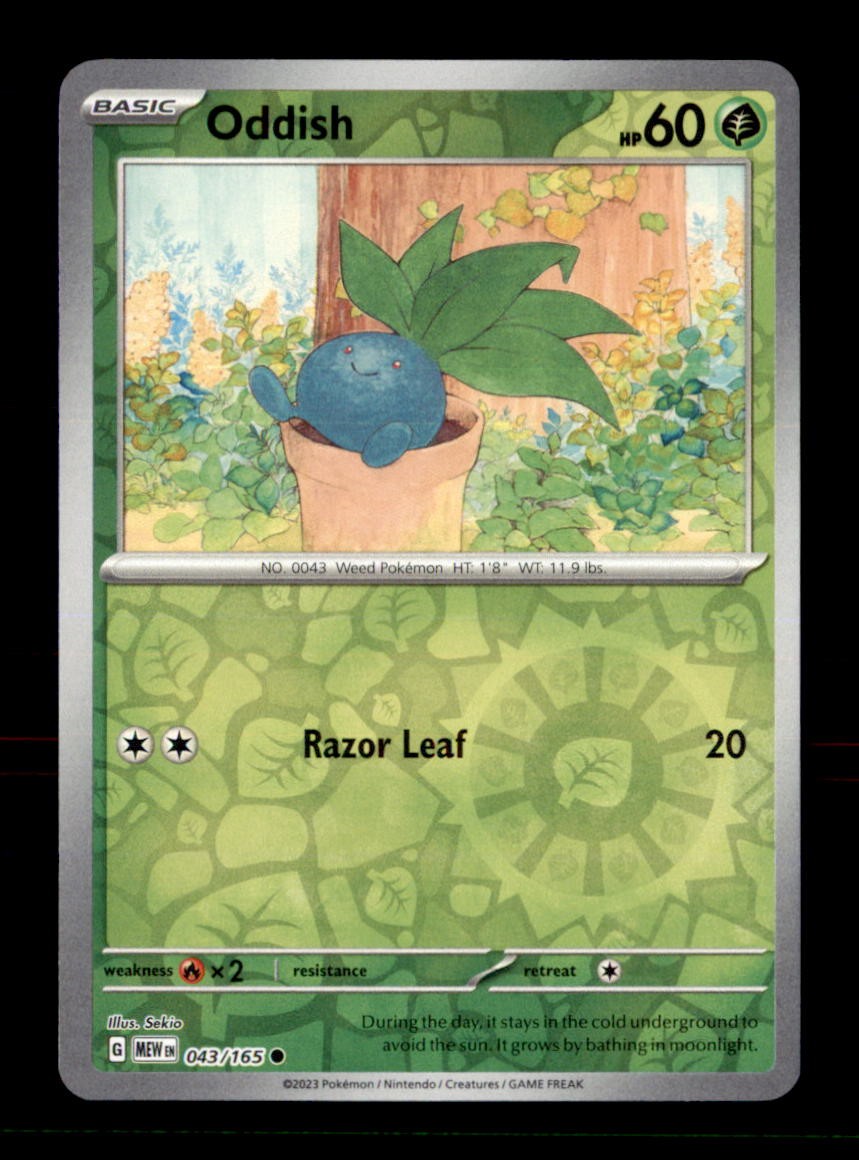 Oddish 043/165 Common 151 Pokemon Reverse Holo Near Mint