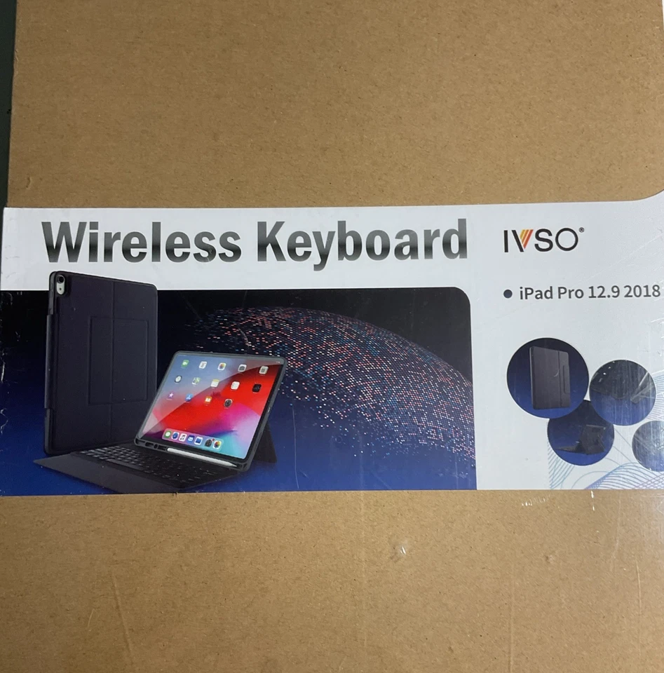 IVSO Wireless Keyboard for Ipad Pro 12.9 2018 Bluetooth Case Stand Black - Image 2 of 4