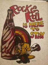 Vintage Iron On T-Shirt Transfer: ROCK  ROLL IS HERE TO STAY Pepsi Elvis 