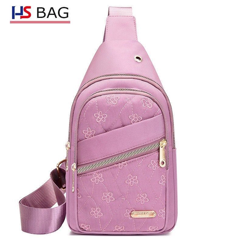 Women's water-resistant embroidered Oxford cloth chest bag