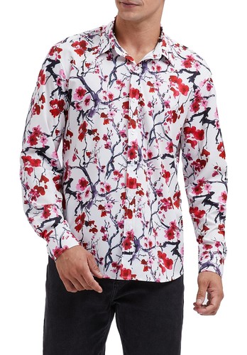 Double Two Chemise Manches Longues Poisson Imprimé pour Homme (GS4238