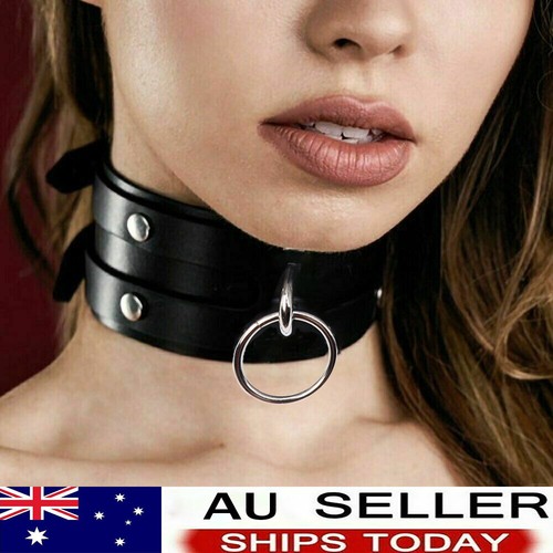 Women Leather Neck Harness O-Ring 