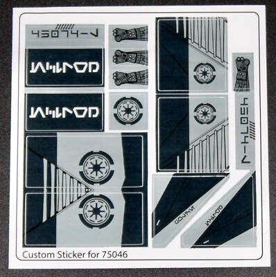 Custom Aufkleber Sticker für 75046 Replacement Sticker Sheet for 75046