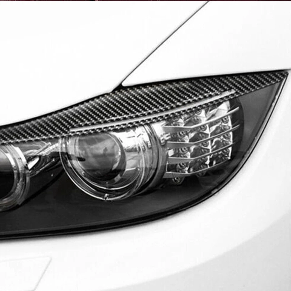 Carbon Fiber Headlight Eyelid Eyebrow Cover For BMW E90 E91 328i 335i 2006-2012 - Image 2 of 4