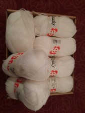 Wolle Sandy weiß, 100% Acryl, 350g (7 Knäue...