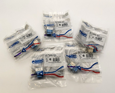 5PC AMP NETCONNECT 406372-6 CAT 5E RJ45 Jack Universal Wiring Blue 4063726 NOS