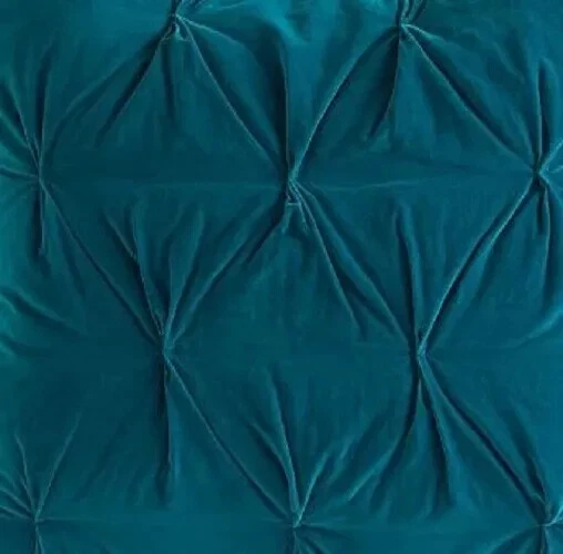 Pottery Barn Teen Velvet Pintuck Girls Quilt Comforter Deep Teal Blue TWIN New - Image 2 of 2