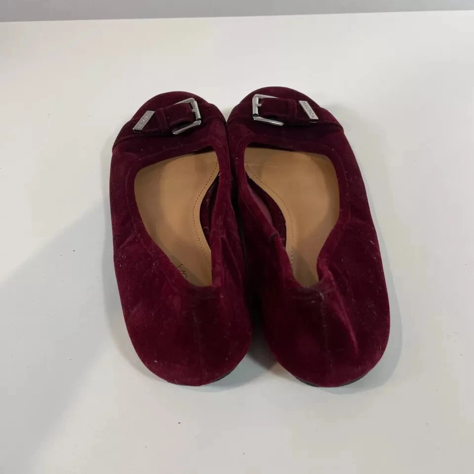 Nautica Giande Buckle Velvet Maroon Ballet Flats Womens Size 9.5 Slip On - Image 2 of 4