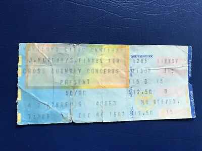 AC/DC Ticket Stub December 1983 Hartford, CT | eBay