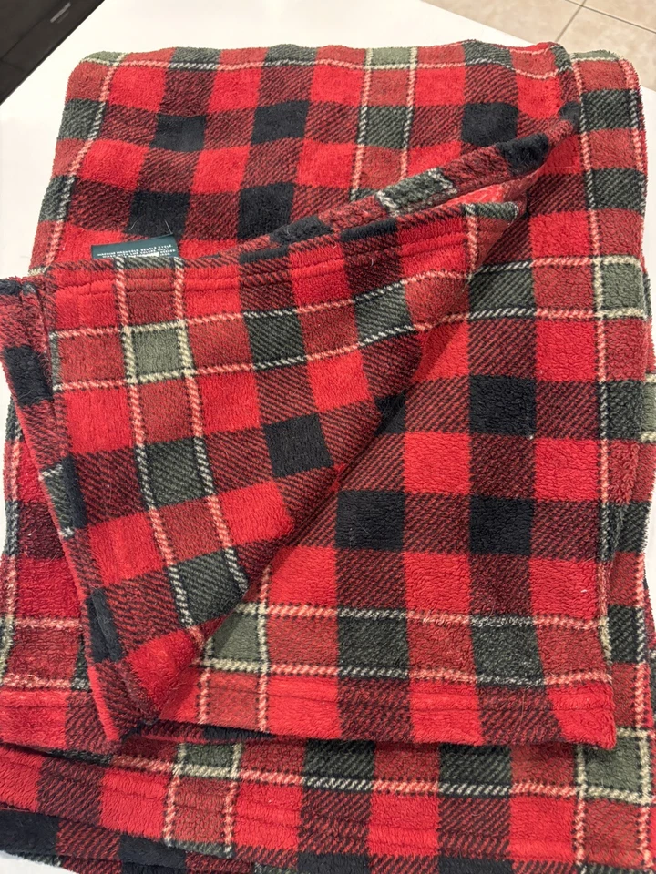 Винтажное флисовое одеяло Ralph Lauren Red GreenPlaid - Изображение 3 из 4