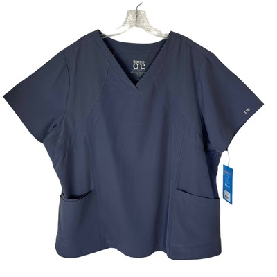 Barco One Womens Scrub Top Blue Granite Size 4XL New