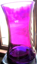 VINTAGE HAND BLOWN AMETHYST PURPLE GLASS VASE,8"X4 3/4" NO CHIPS OR CRACKS USED
