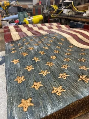 Wooden American Flag, Patriotic Flag, Charred American Flag, Rustic Designer - Image 3 of 4