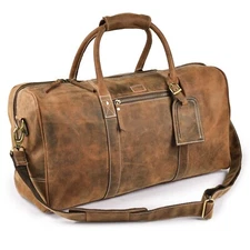Leather Duffle Bags for Men & Women-Travel Overnight/Weekender Travel Bag