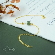 Simple Green Jade Bracelet, Sterling Silver Bracelet with Natural Jade Ball
