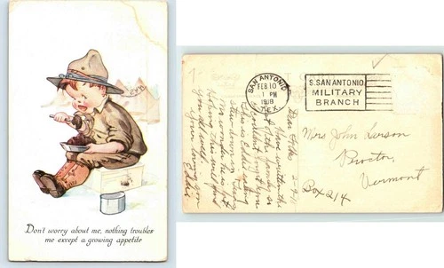 postcard 1918,  S. San Antonio Military Branch in Texas WORLD WAR 1