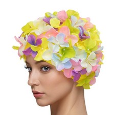Vintage Floral Petal Retro Swim Caps Bathing Caps for Women Multicolored