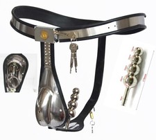 Stainless Steel Chastity Belt Lock Underwear Male Cage Bead Plug Chastity Device