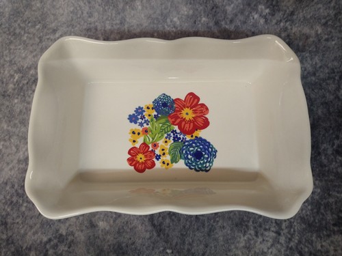 Pioneer Woman Casserole Baking Dish Scalloped Edge Rectangle Dazzling Dahlias GC - Picture 2 of 24