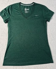 Nike Womens Dri-FIT V-Neck Short Sleeve Training Shirt Green Size Small