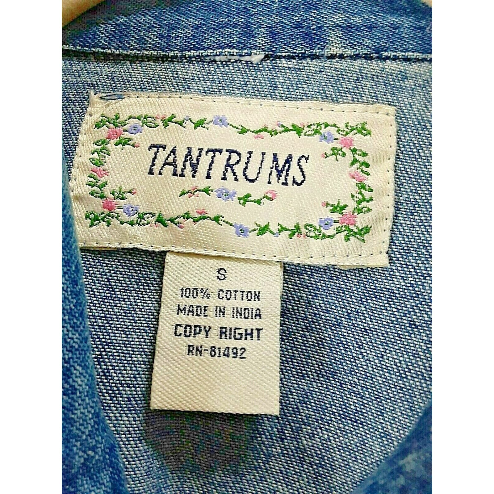 Vintage Patchwork Jean Jacket Blazer Embroidered … - image 11