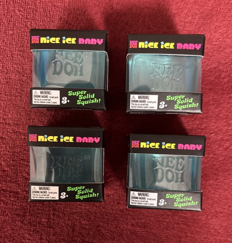 NeeDoh Nice Ice Baby Mini Cubes Set of 4 - Blue Solid Squishy New Sealed