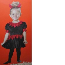 Devil Halloween Costume 12/18 months Black Dress  Horn Headband Girls Toddler