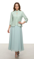 Alex Evenings 2PC Dress Set Sequin Jacket Sage Green Formal Stretch Size 6