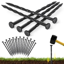 100 Pcs 8 Inch Landscape Edging Stakes Plastic Garden Anchoring Spikes for Yard