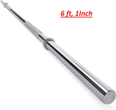 Fitness Weight Bar 6FT Barbell 1 Inch Solid Chrome Workout Exercise Lifting