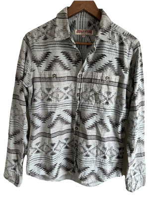 Vintage Jungle Storm Shirt Mens M Aztec Tribal Print Button Down Western