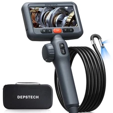 Dual Lens Two-Way Articulating Borescope Camera with Light, 4.5" Screen and 5...