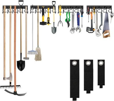 Metal Garage Tool Organizer Wall Mount 4 Pack Garden Tool Organizer W/ Extension
