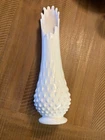 Fenton White Milk Glass Stretch Hobnail Vase
