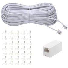 100Feet Long Telephone Extension Cord Phone Cable Line Wire, with Standard RJ11