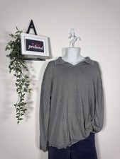 Nautica Men s Vintage Striped Knit Polo Collar Jumper Black White XL Made In HK