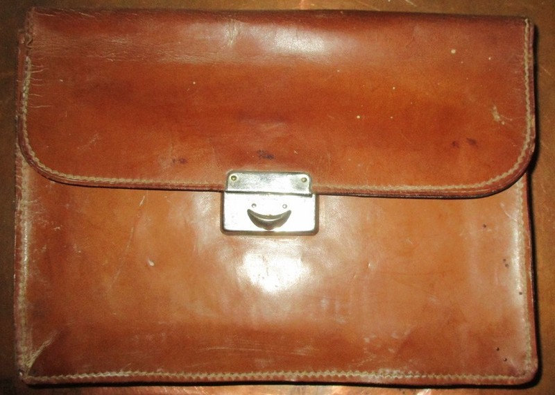 VINTAGE OAK BARK TANNED BROWN LEATHER BOOK PORTFOLIO HOLDER MADE IN ENGLAND